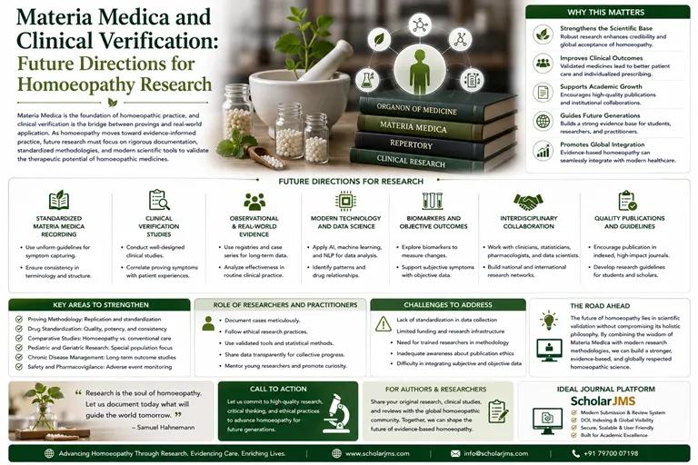 Materia Medica and Clinical Verification: Future Directions for Homoeopathy Research